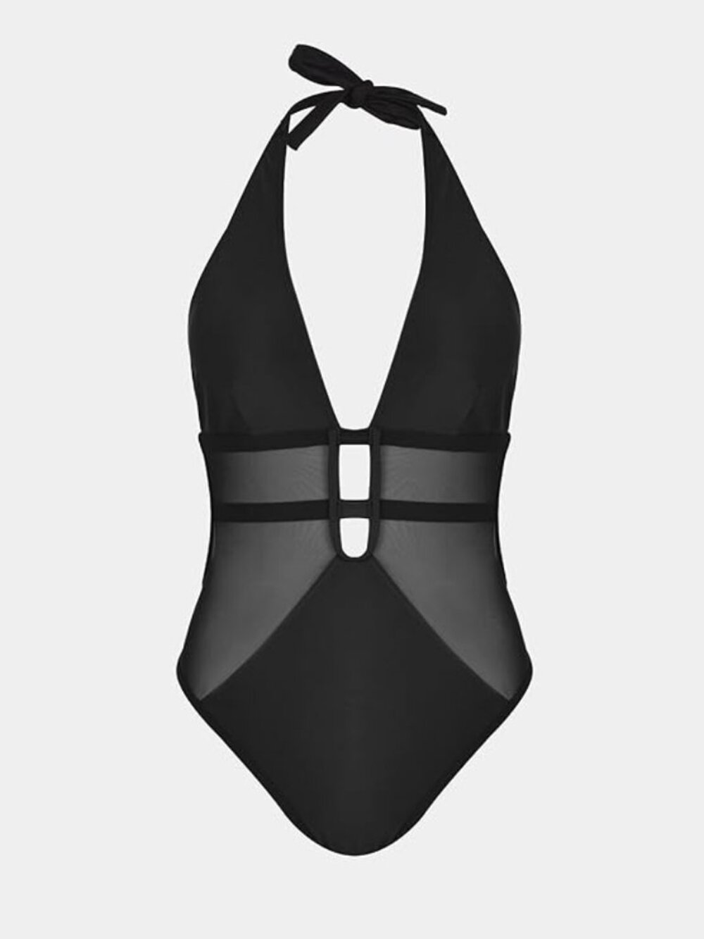 💦 Cupshe Black Mesh Halter One-Piece Swimsuit - EXCL COND / SZ MED - Picture 4 of 5